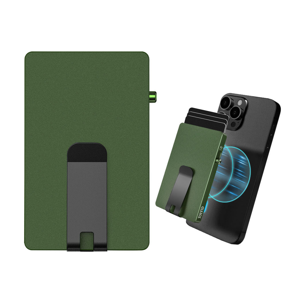 Minimalist Pop-up Wallet with Money Clip, All Aluminum Slide RFID Slim Card Holder