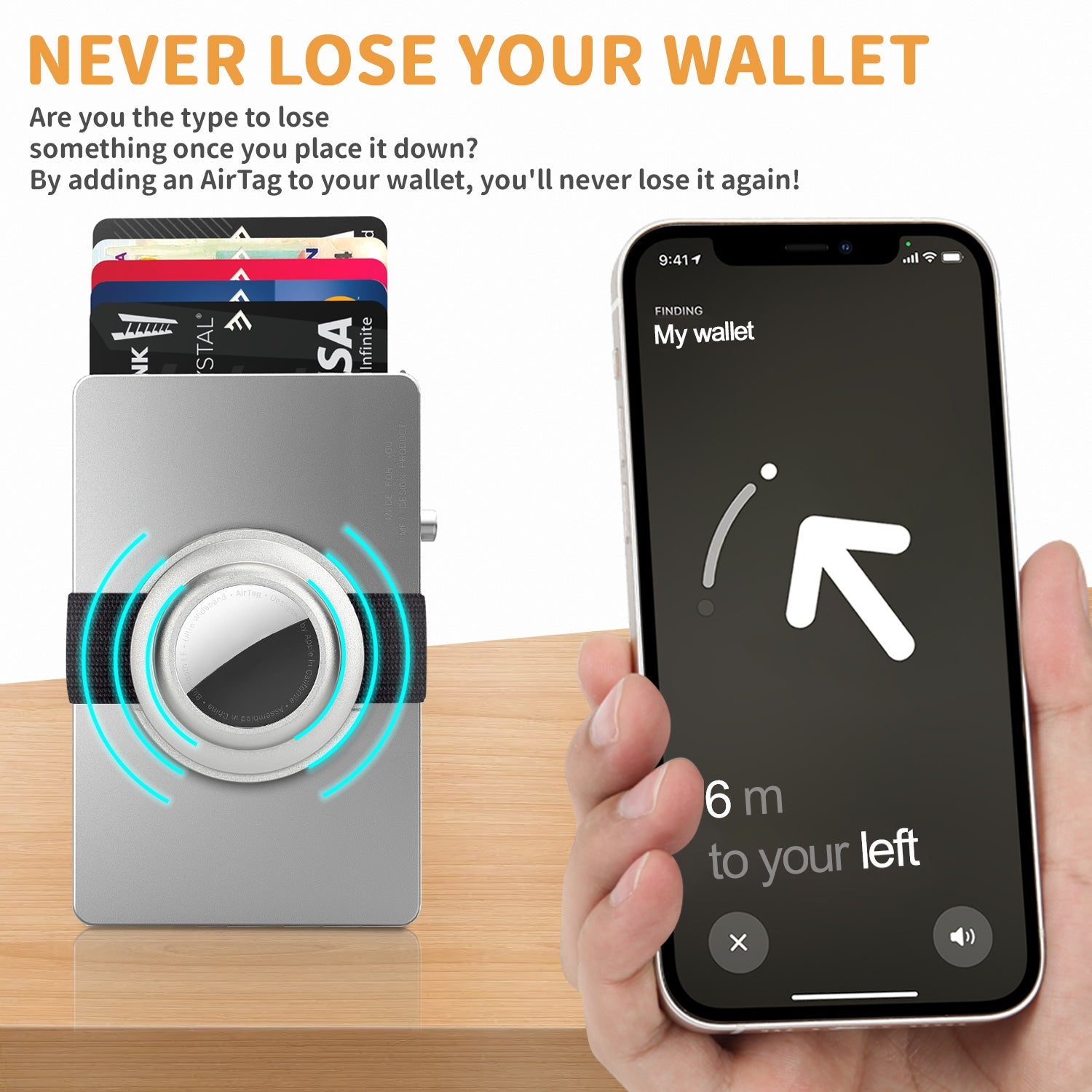 TOYFID All-Aluminum Pop Up Slide RFID Slim Card Holder Wallet With AirTag Holder