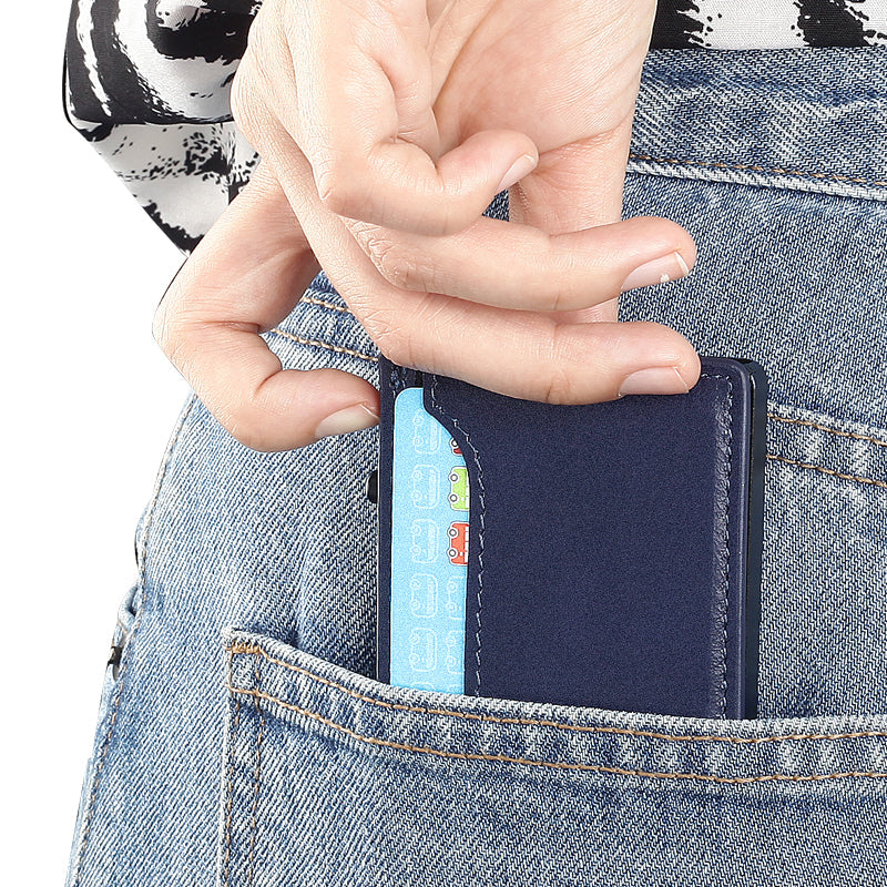 TOYFID Wallet With PU Leather Cover, Aluminum Alloy Pop Up Wallet Holder Card