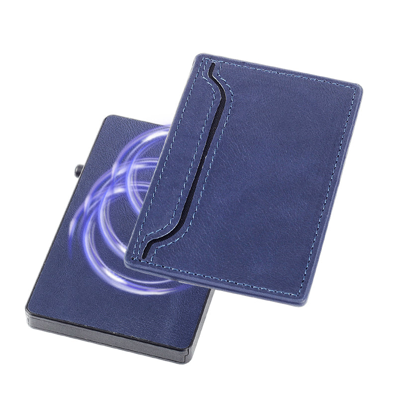 TOYFID Wallet With PU Leather Cover, Aluminum Alloy Pop Up Wallet Holder Card