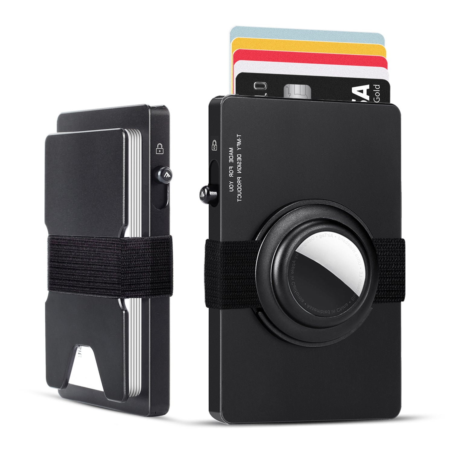 TOYFID All-Aluminum Pop Up Slide RFID Slim Card Holder Wallet With AirTag Holder