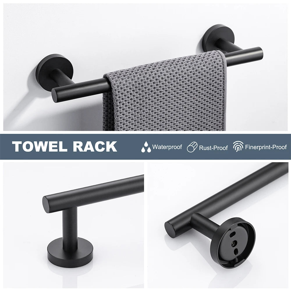 3 Piece Bath Hardware Set Stainless Steel Bathroom Hardware Pendant Kit Shower Room Screw-in Tissue Holder Robe Hook Towel Bar