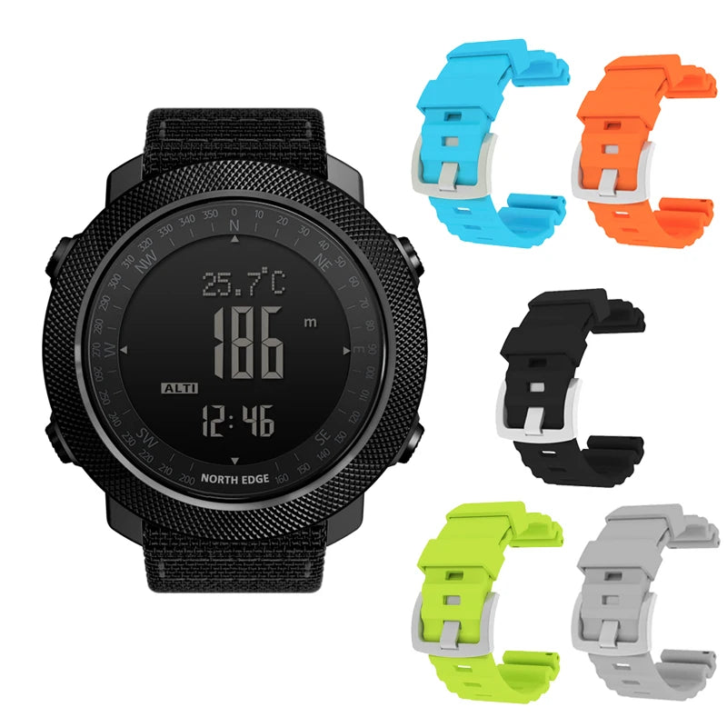 NORTH EDGE Men's sports Digital watch Hours Running Swimming Military Army watches Altimeter Barometer Compass waterproof 50m