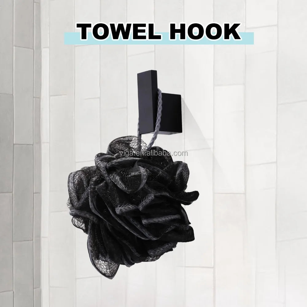 Matte Black Bathroom Accessories Set 5 Pieces, Wall Mounted Screw-In 24" Towel Bar Set Toilet Paper Holder Rack Towel Hooks