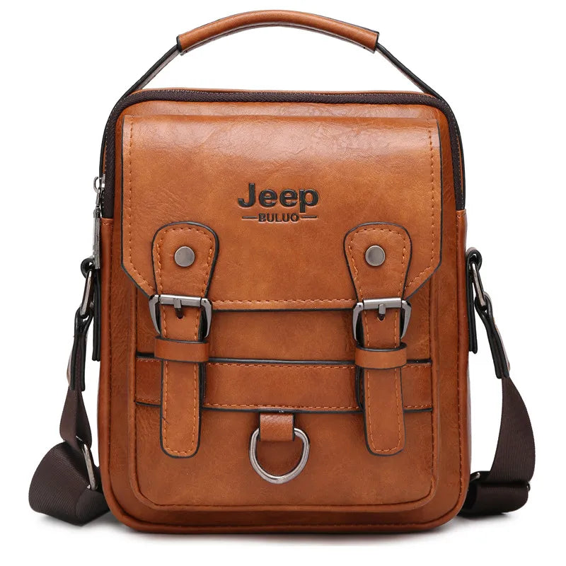 JEEP BULUO Multi-function Business Handbags Men New Men's Shoulder Bag Large Capacity Leather Messenger Bag Crossbody Big Brand