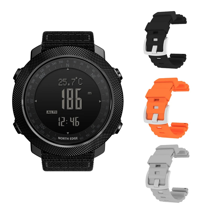 NORTH EDGE Men's sports Digital watch Hours Running Swimming Military Army watches Altimeter Barometer Compass waterproof 50m