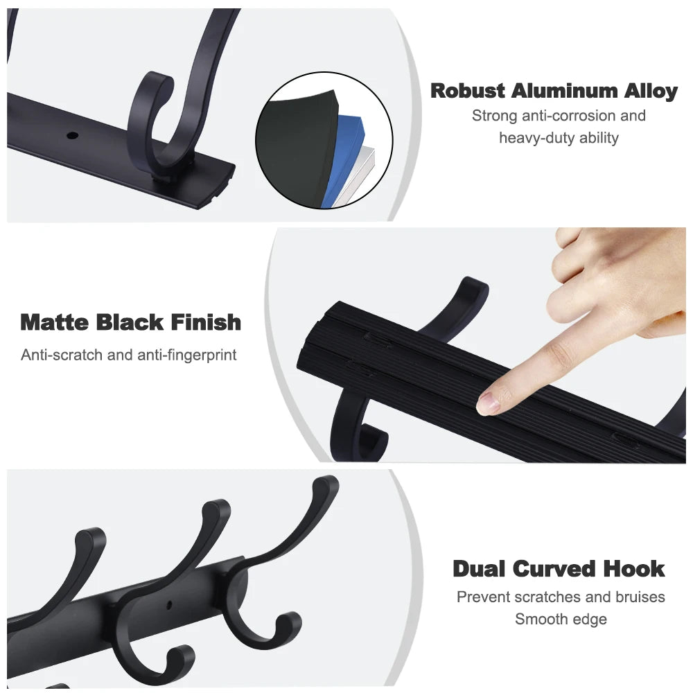 Home Storage Hooks Wall Hooks & Coat Racks Wall Mounted, Metal Black Coat Hanger Wall Mount Towel Hooks for Bathrooms
