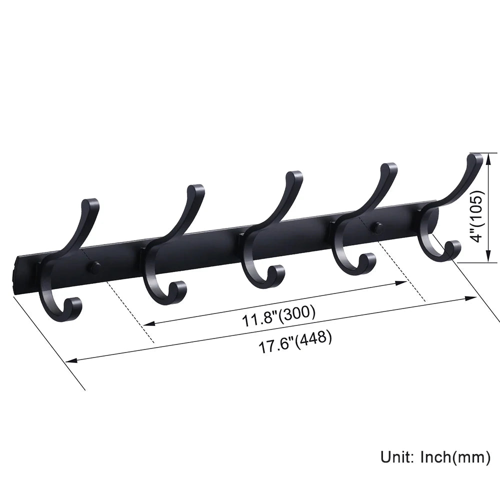 Home Storage Hooks Wall Hooks & Coat Racks Wall Mounted, Metal Black Coat Hanger Wall Mount Towel Hooks for Bathrooms