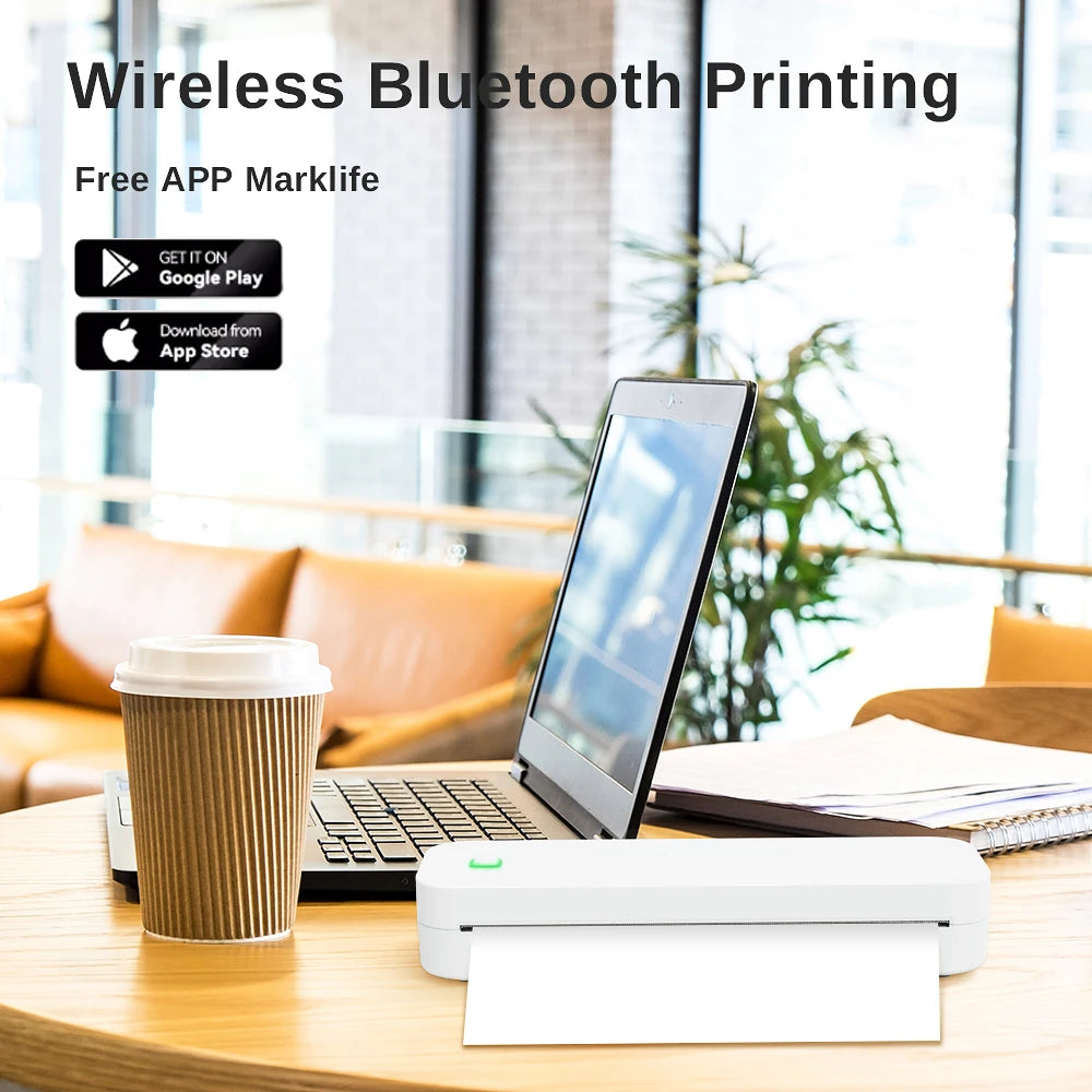 Mini Portable A4 Wireless Photo Printer Works with Mobile Phone No Ink Required Mobile Phone Accessory in Stock