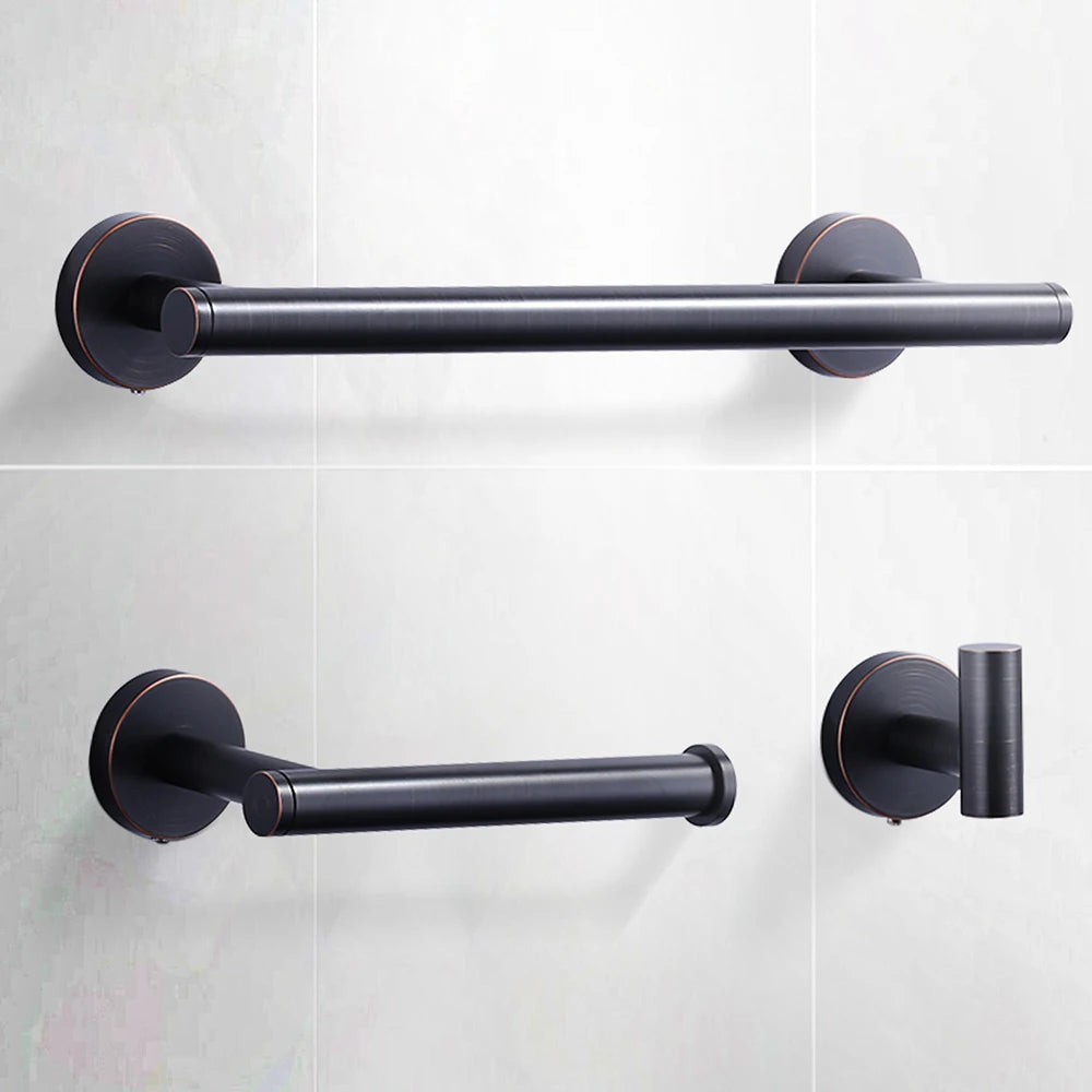 3 Piece Bath Hardware Set Stainless Steel Bathroom Hardware Pendant Kit Shower Room Screw-in Tissue Holder Robe Hook Towel Bar