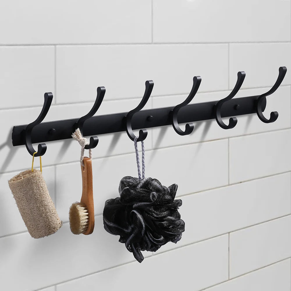 Home Storage Hooks Wall Hooks & Coat Racks Wall Mounted, Metal Black Coat Hanger Wall Mount Towel Hooks for Bathrooms