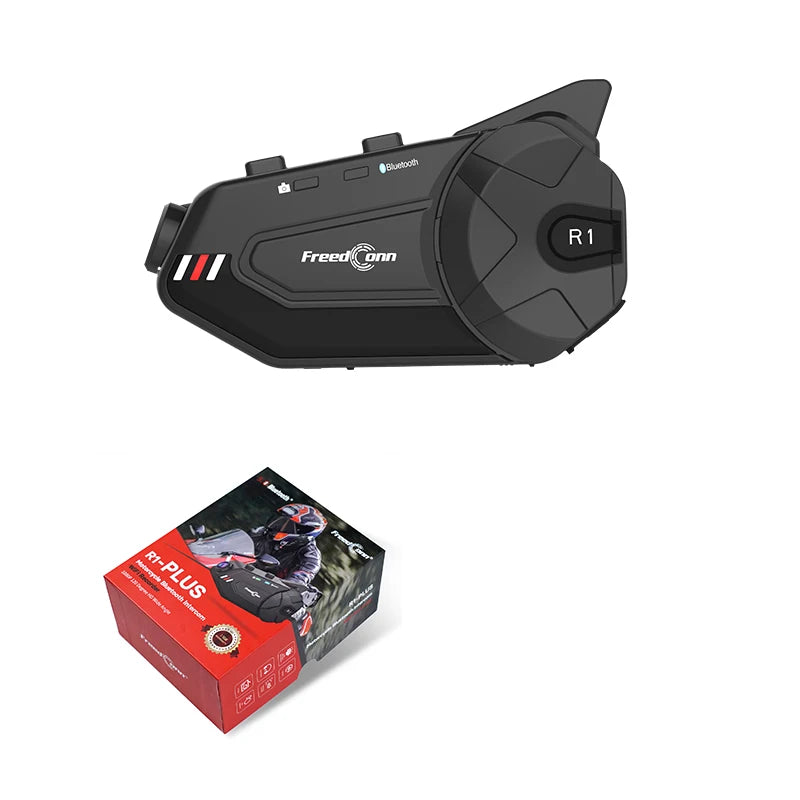 FreedConn R1 PLUS Suitable for Different Helmets 1080P Lightweight Design Motorcycle Recorder Headset Bluetooth Intercom