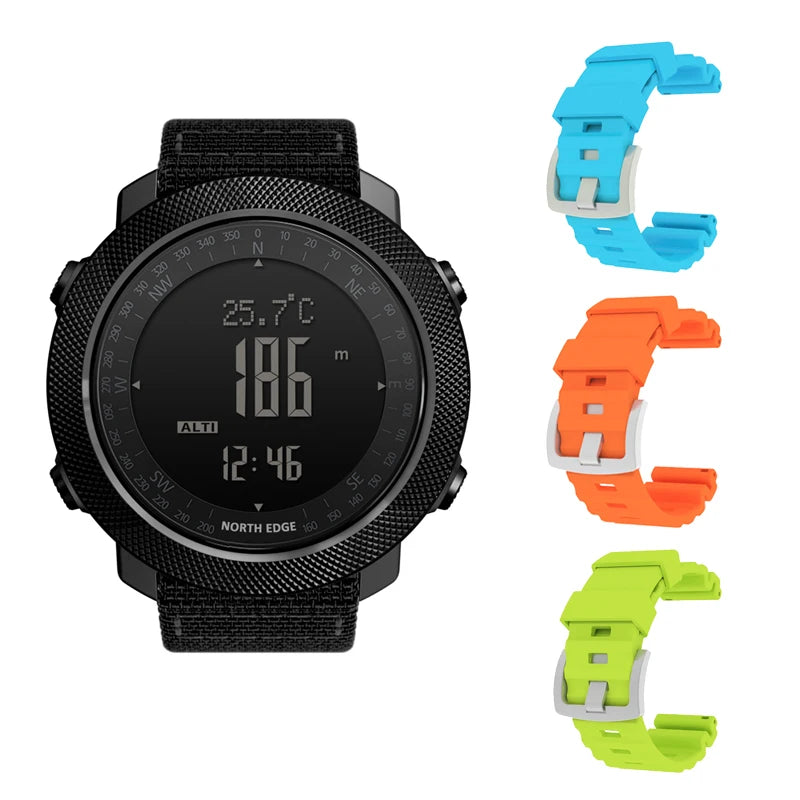 NORTH EDGE Men's sports Digital watch Hours Running Swimming Military Army watches Altimeter Barometer Compass waterproof 50m