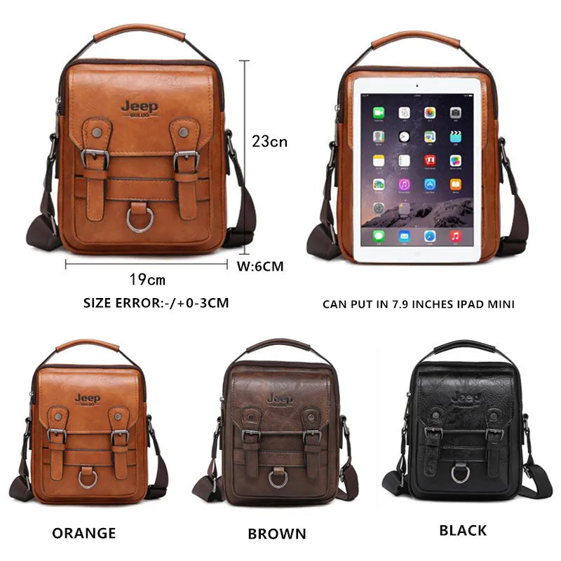 JEEP BULUO Multi-function Business Handbags Men New Men's Shoulder Bag Large Capacity Leather Messenger Bag Crossbody Big Brand