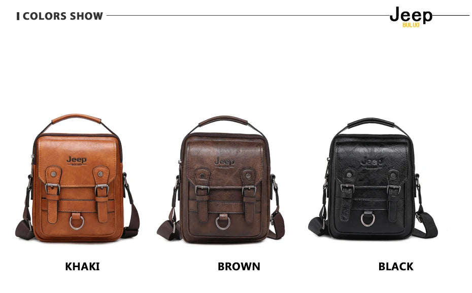 JEEP BULUO Multi-function Business Handbags Men New Men's Shoulder Bag Large Capacity Leather Messenger Bag Crossbody Big Brand