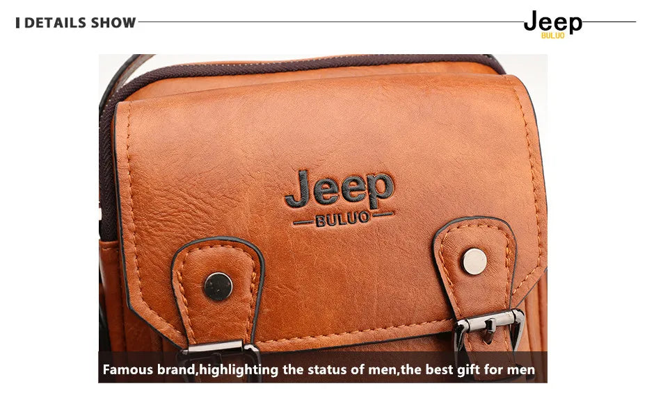 JEEP BULUO Multi-function Business Handbags Men New Men's Shoulder Bag Large Capacity Leather Messenger Bag Crossbody Big Brand
