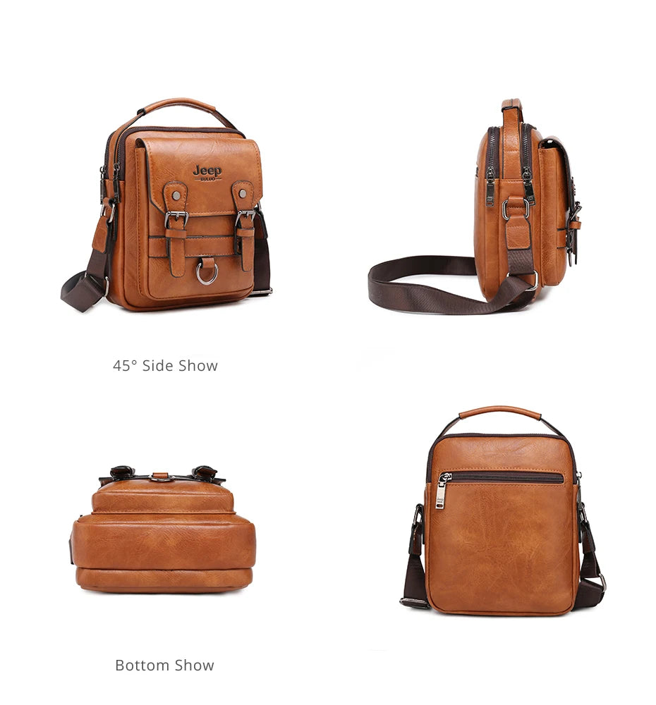 JEEP BULUO Multi-function Business Handbags Men New Men's Shoulder Bag Large Capacity Leather Messenger Bag Crossbody Big Brand