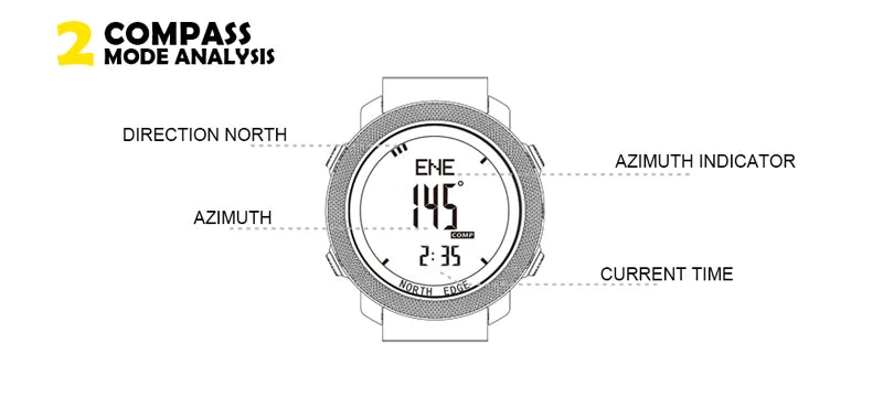 NORTH EDGE Men's sports Digital watch Hours Running Swimming Military Army watches Altimeter Barometer Compass waterproof 50m