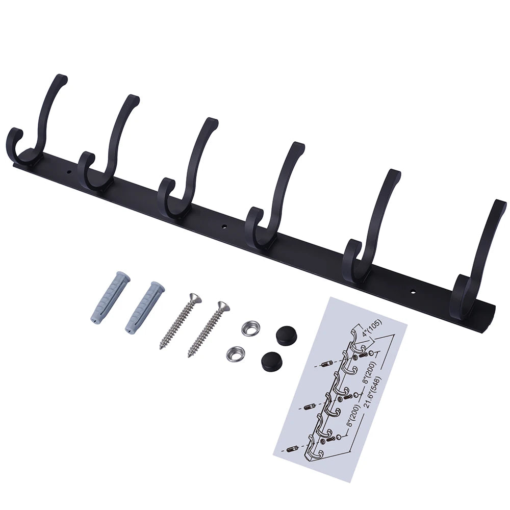 Home Storage Hooks Wall Hooks & Coat Racks Wall Mounted, Metal Black Coat Hanger Wall Mount Towel Hooks for Bathrooms