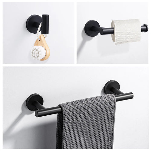 3 Piece Bath Hardware Set Stainless Steel Bathroom Hardware Pendant Kit Shower Room Screw-in Tissue Holder Robe Hook Towel Bar