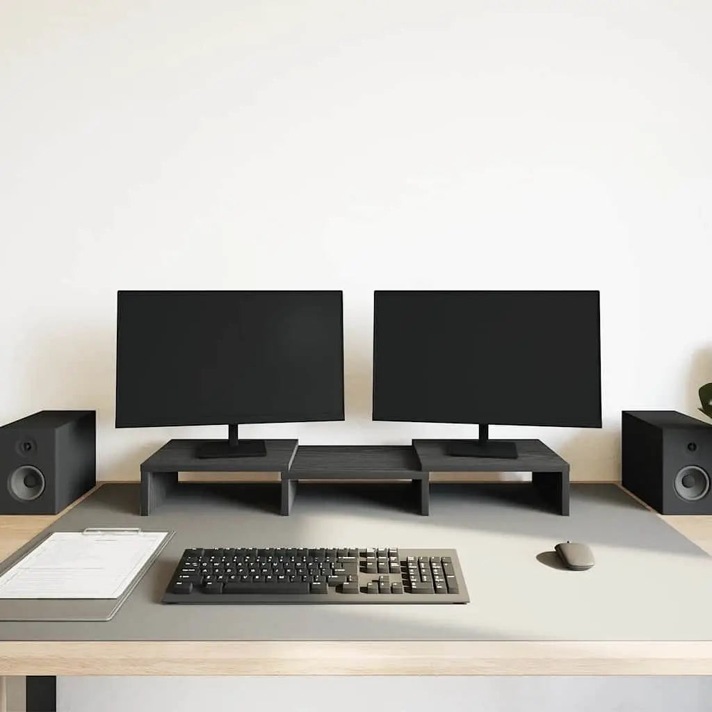 W2B VidaXL 23.6x9.4x4.1'' Black Oak Engineered Wood Monitor Stand Adjustable with 90 Degree Tilt Angle New in Stock