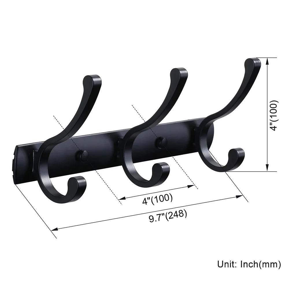 Home Storage Hooks Wall Hooks & Coat Racks Wall Mounted, Metal Black Coat Hanger Wall Mount Towel Hooks for Bathrooms