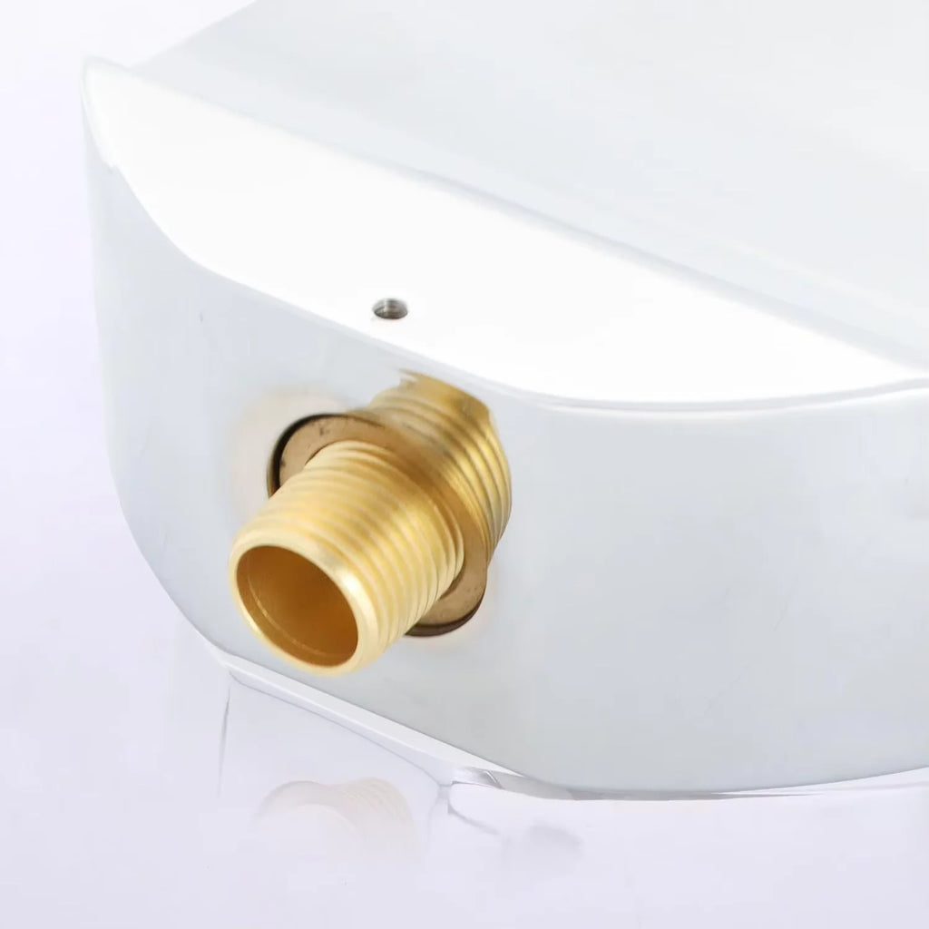 Contemporary Dual Handle Chrome Waterfall Bath Faucet Brass Spout Soft Spray Pattern Wall Mount for Bathtub Use Polished Brushed