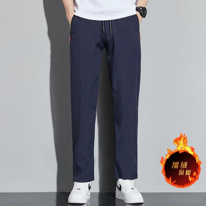 Men's Casual Business Stretch Slim Fit Elastic Waist Jogger Pants Korean Classic Blue Black Gray Male Brand Trousers
