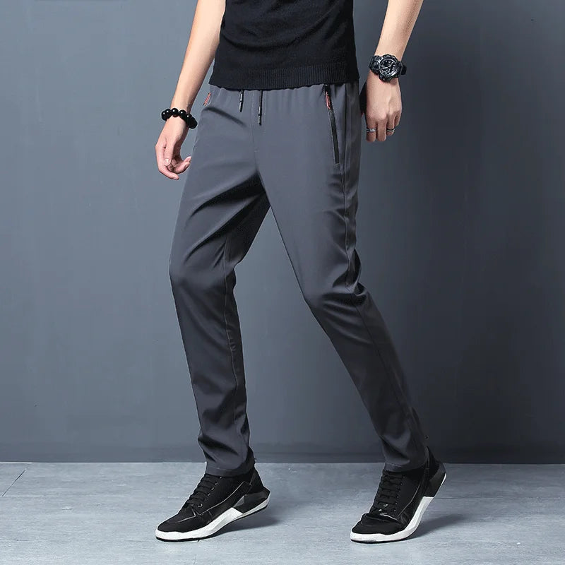 Men's Casual Business Stretch Slim Fit Elastic Waist Jogger Pants Korean Classic Blue Black Gray Male Brand Trousers