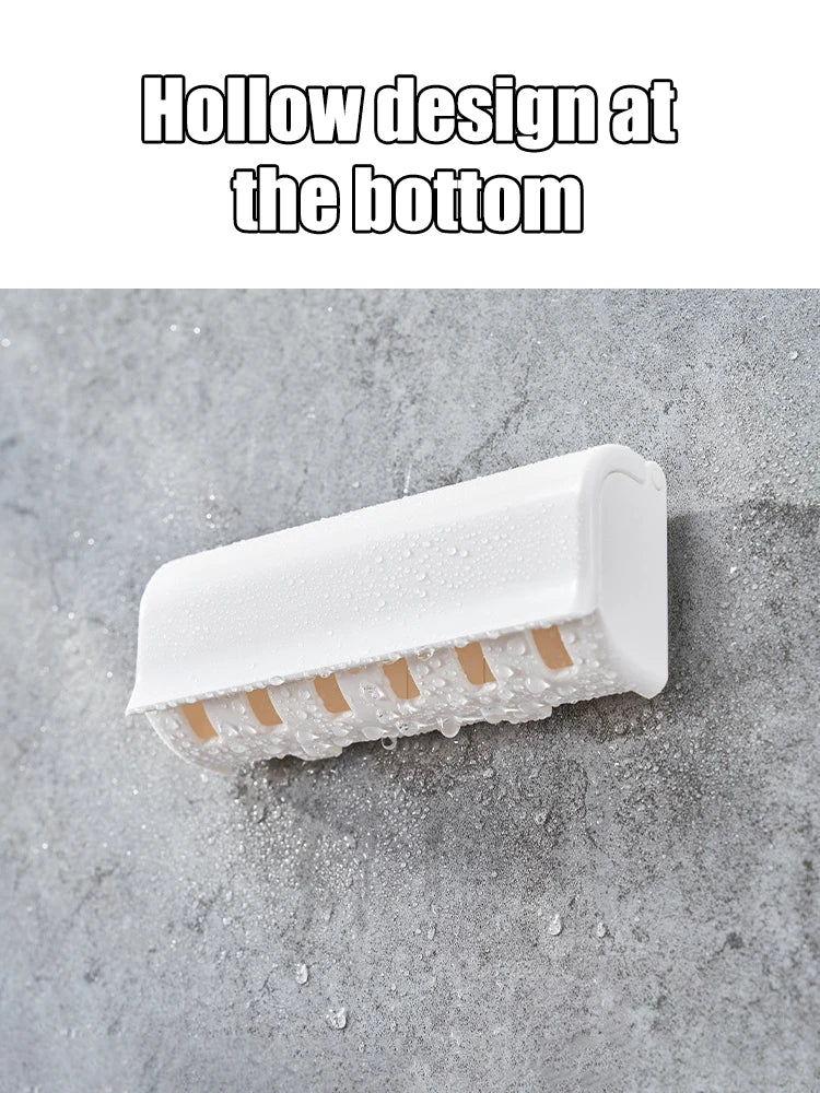 1 For Household 6-Tooth Brush Hook, Wall-Mounted Plastic Toothbrush Holder, Suitable For Bathroom, Rv, Cabinet Storage, White