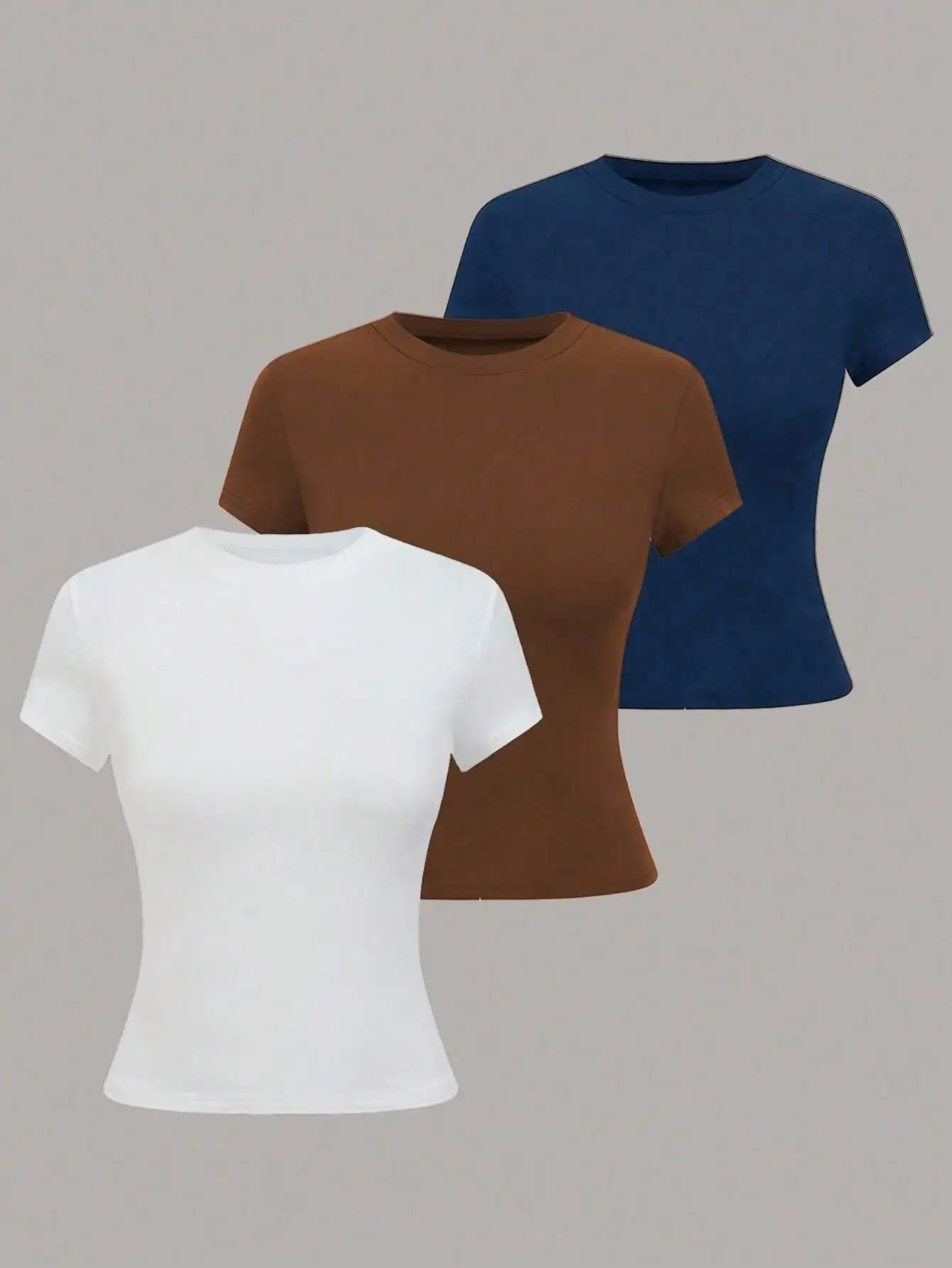 Women's Solid Color Short Sleeve T-Shirt, Minimalist Basic Top for Summer