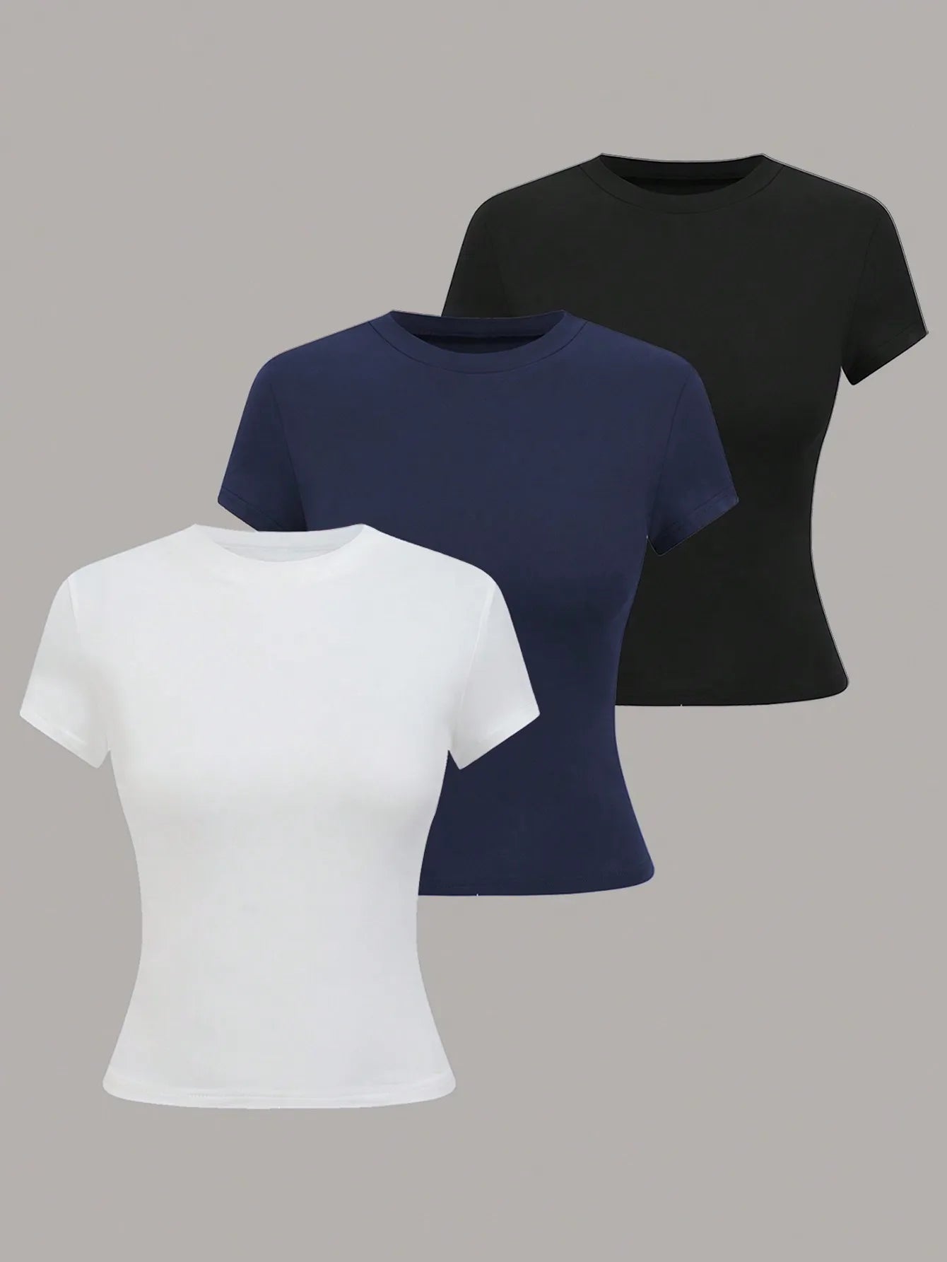 Women's Solid Color Short Sleeve T-Shirt, Minimalist Basic Top for Summer