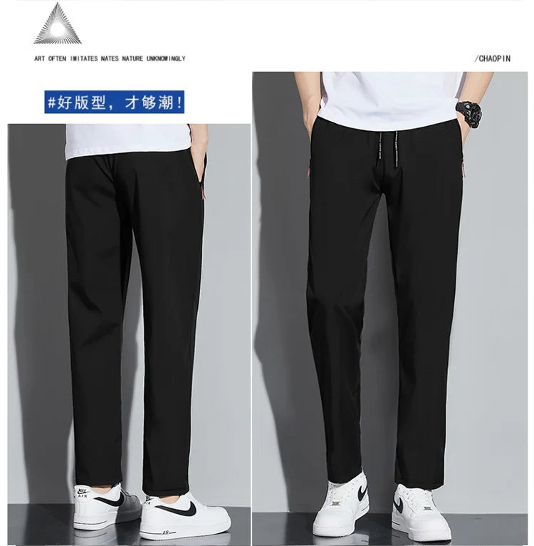 Men's Casual Business Stretch Slim Fit Elastic Waist Jogger Pants Korean Classic Blue Black Gray Male Brand Trousers