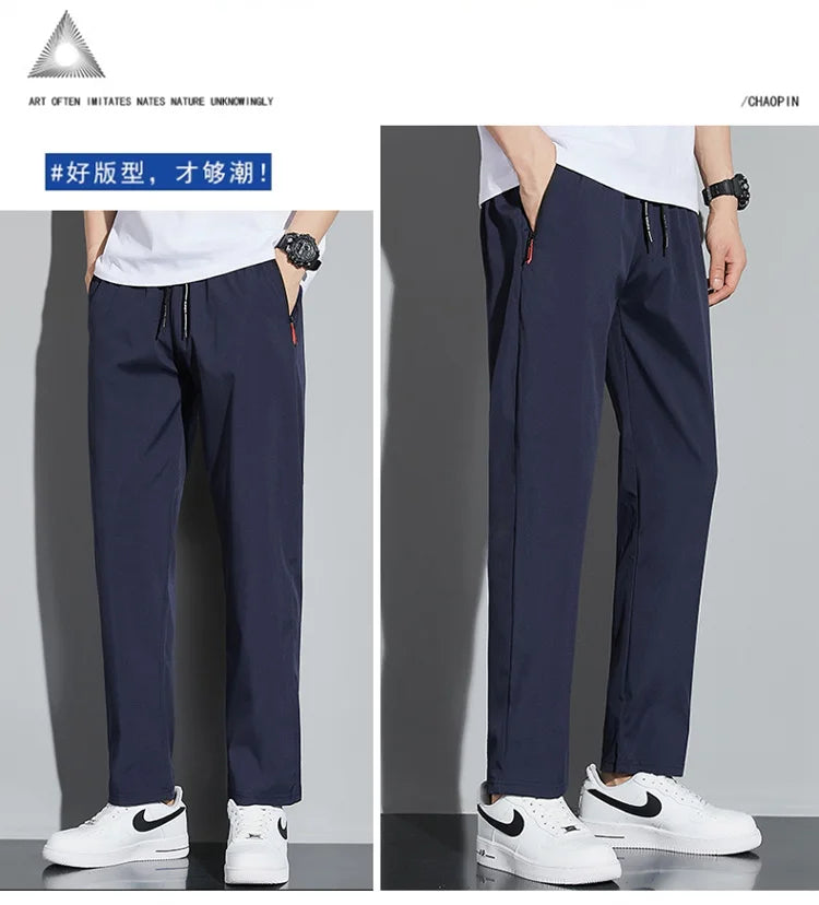 Men's Casual Business Stretch Slim Fit Elastic Waist Jogger Pants Korean Classic Blue Black Gray Male Brand Trousers