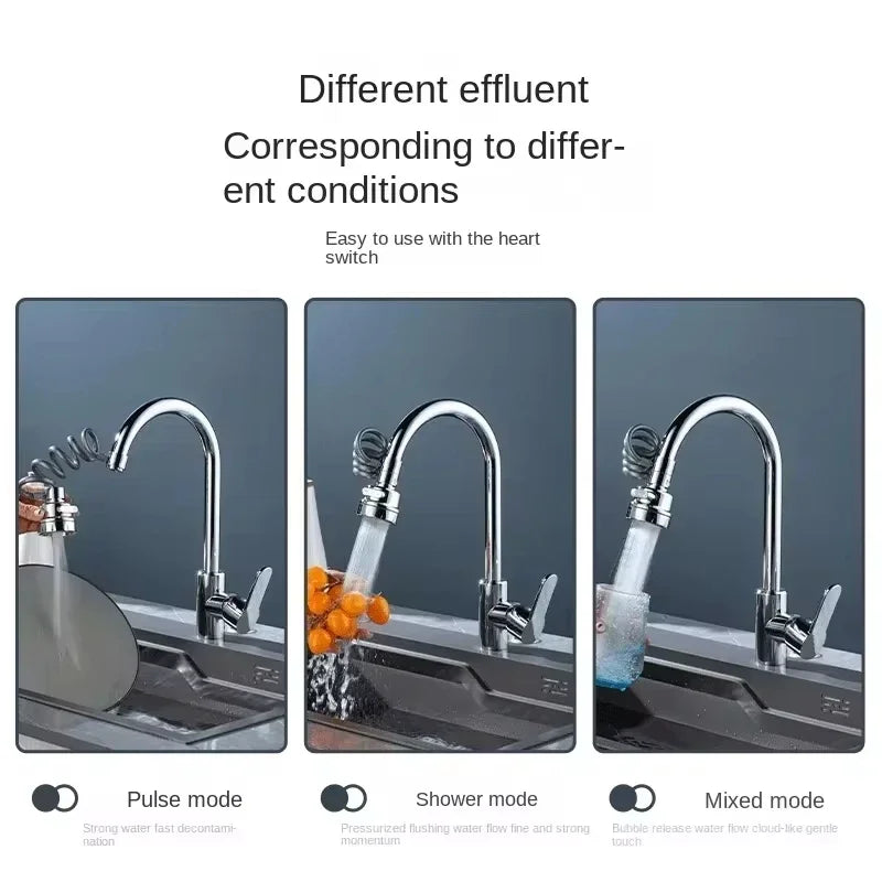 New 3 Modes Sink Faucet 360 Degree Rotation Filter Extension Tube Shower Water Saving Tap Universal Kitchen Gadgets Accessories