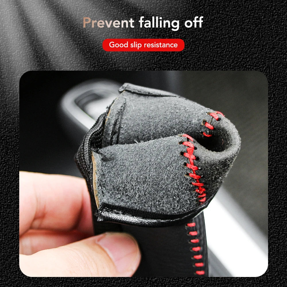 Carbon Fiber Style PU Leather Car Handbrake Cover Protective Sleeve Anti-Skid Parking Brake Handle Interior Accessories