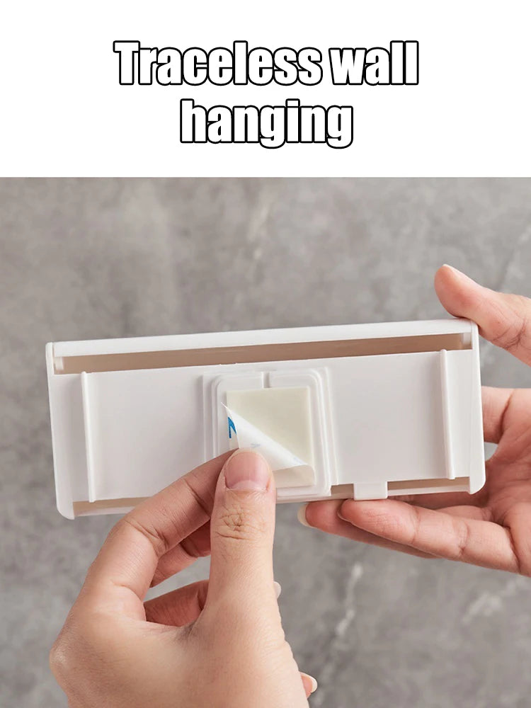1 For Household 6-Tooth Brush Hook, Wall-Mounted Plastic Toothbrush Holder, Suitable For Bathroom, Rv, Cabinet Storage, White