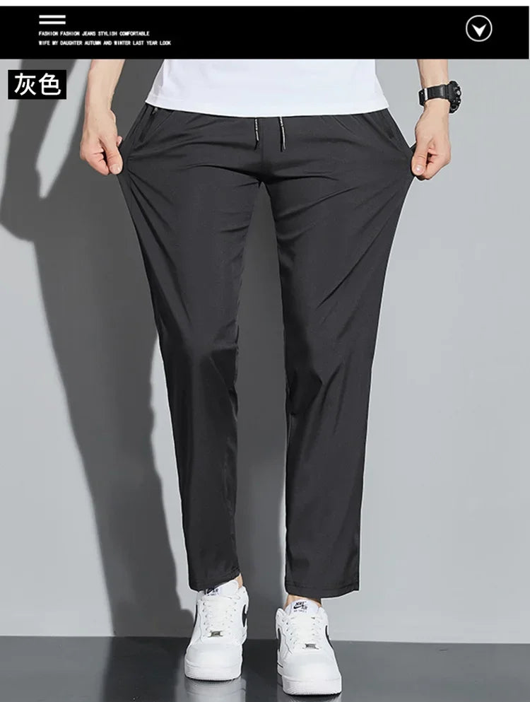 Men's Casual Business Stretch Slim Fit Elastic Waist Jogger Pants Korean Classic Blue Black Gray Male Brand Trousers