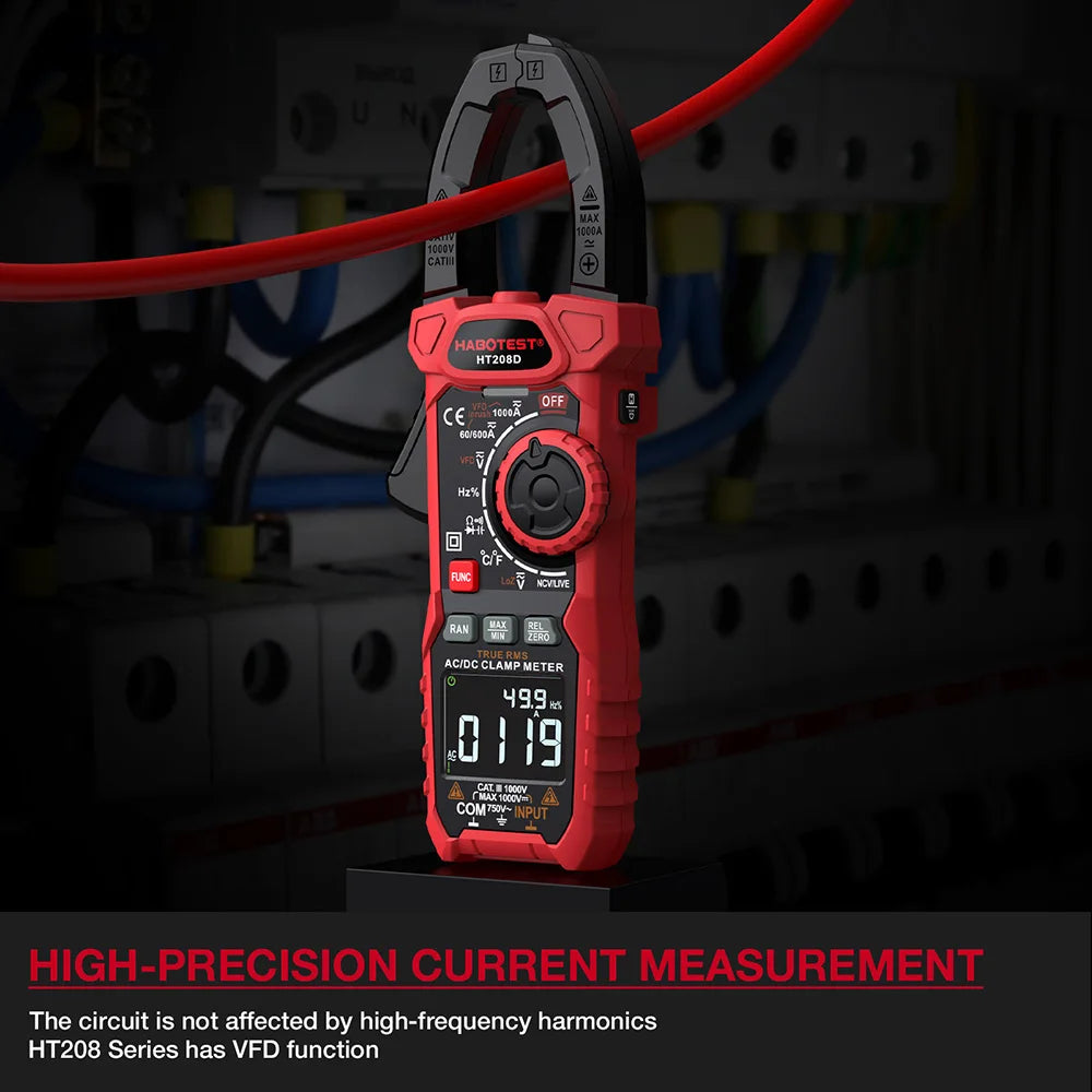 HT208A/D AC/DC Digital Clamp Meter Multimeter Clamp Ammeter True RMS High Precision Capacitance NCV Ohm Hz Tester