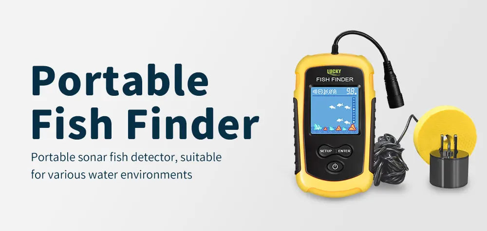 FFC1108-1 Alarm 100M Portable Sonar Fish Finders 45-Degree Sonar Coverage Echo Sounder Alarm Transducer Lake Sea Fishing