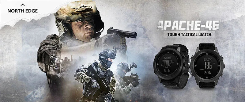 NORTH EDGE Men's sports Digital watch Hours Running Swimming Military Army watches Altimeter Barometer Compass waterproof 50m