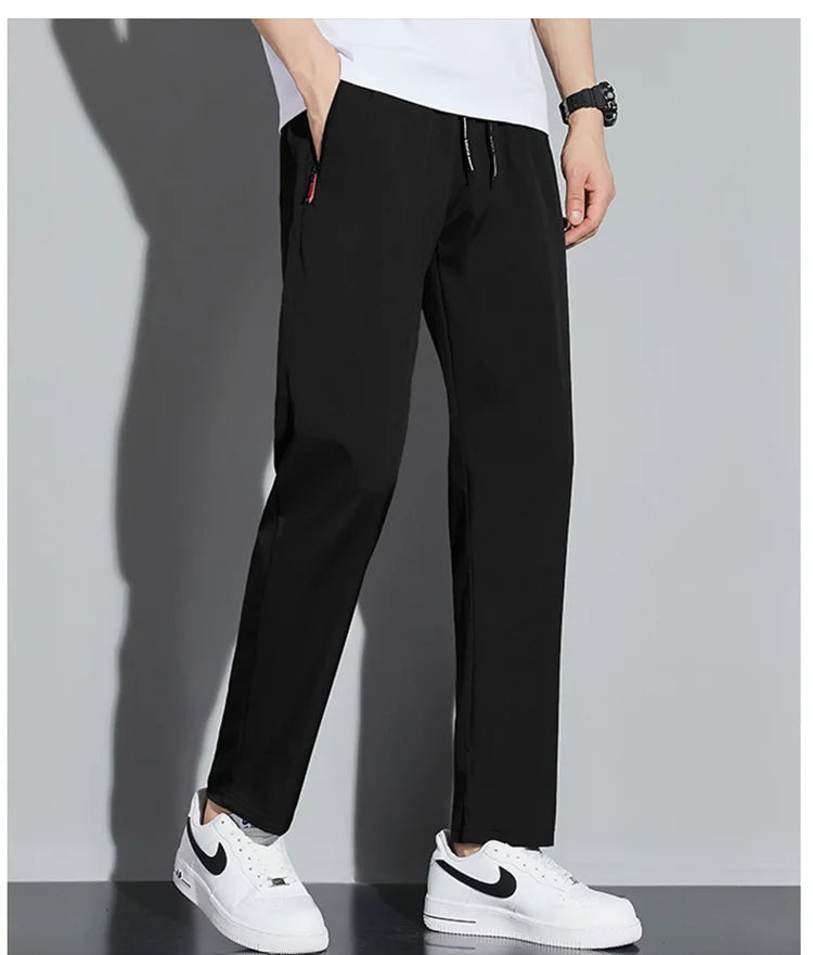 Men's Casual Business Stretch Slim Fit Elastic Waist Jogger Pants Korean Classic Blue Black Gray Male Brand Trousers