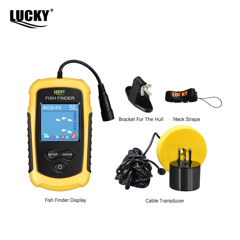 FFC1108-1 Alarm 100M Portable Sonar Fish Finders 45-Degree Sonar Coverage Echo Sounder Alarm Transducer Lake Sea Fishing