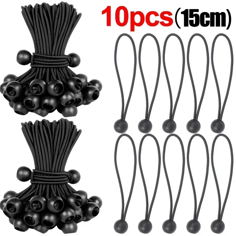 Outdoor Elastic Ball Rope Bungee Cords Portable Tent Fixing Tarpaulin Awning Canopy Heavy Duty Tarp Tie Down for Shelter Cargo