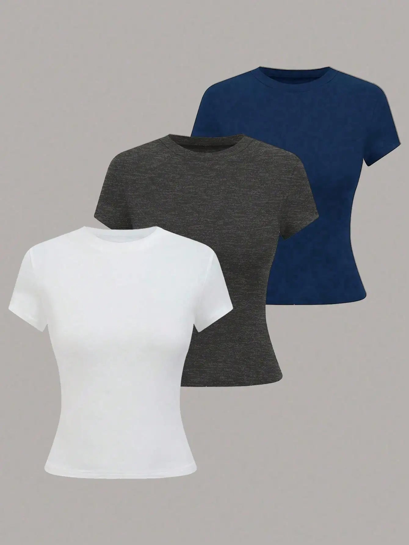 Women's Solid Color Short Sleeve T-Shirt, Minimalist Basic Top for Summer
