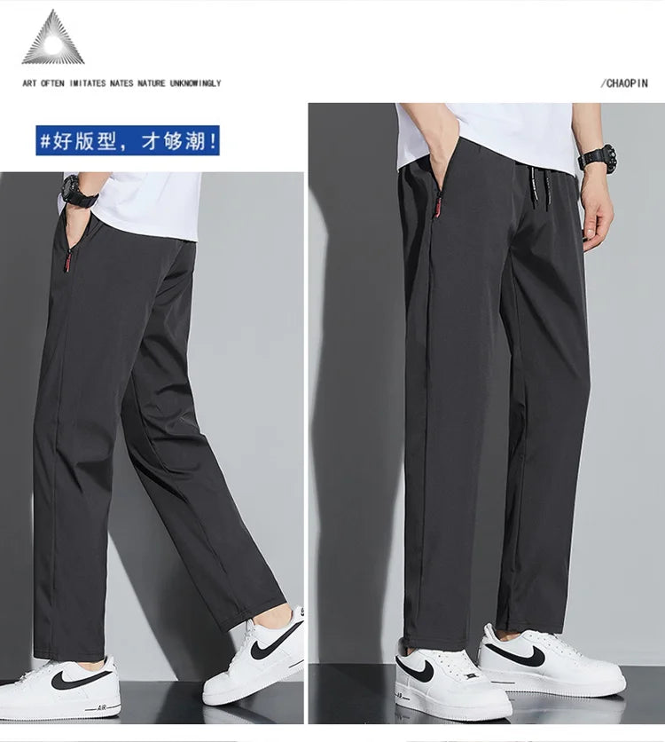 Men's Casual Business Stretch Slim Fit Elastic Waist Jogger Pants Korean Classic Blue Black Gray Male Brand Trousers