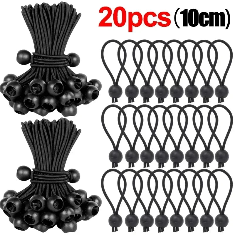 Outdoor Elastic Ball Rope Bungee Cords Portable Tent Fixing Tarpaulin Awning Canopy Heavy Duty Tarp Tie Down for Shelter Cargo
