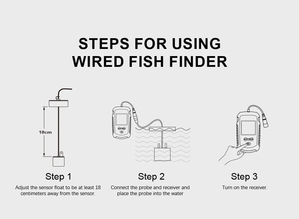 FFC1108-1 Alarm 100M Portable Sonar Fish Finders 45-Degree Sonar Coverage Echo Sounder Alarm Transducer Lake Sea Fishing