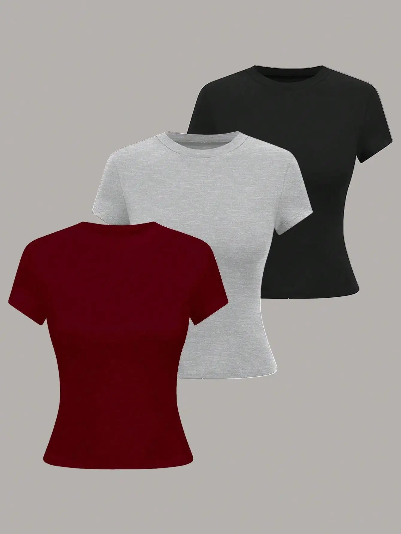 Women's Solid Color Short Sleeve T-Shirt, Minimalist Basic Top for Summer