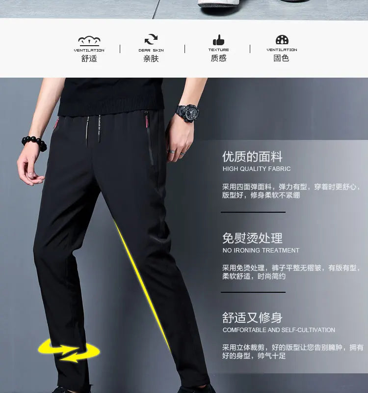 Men's Casual Business Stretch Slim Fit Elastic Waist Jogger Pants Korean Classic Blue Black Gray Male Brand Trousers